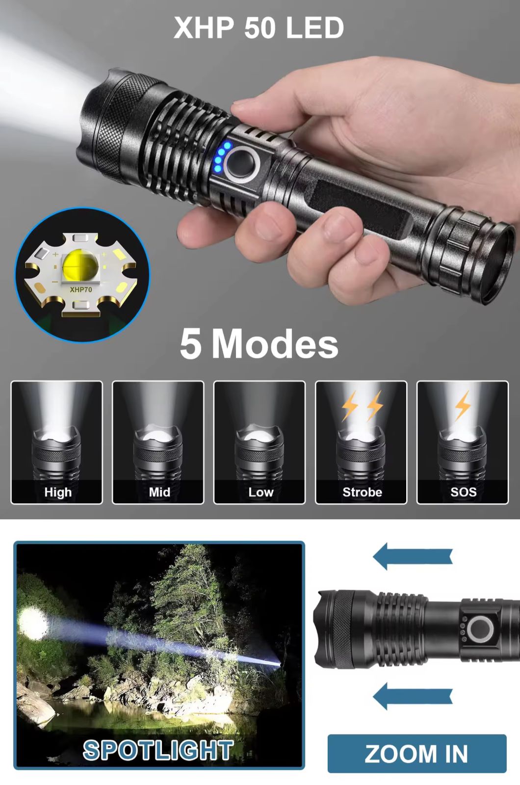 LINTERNA PARA CASERIA LED VERDE